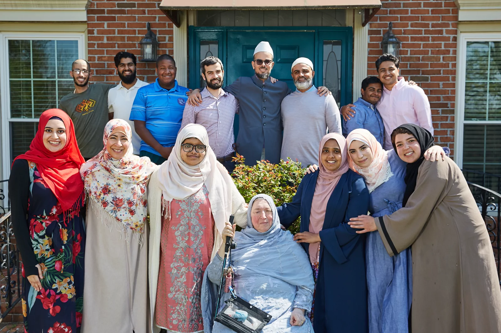 Tayseer Seminary students and faculty gathered outside the seminary.